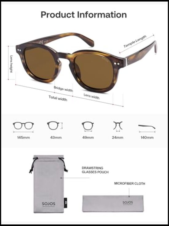 Retro Vintage Polarized Sunglasses, Classic Square Panto Shades